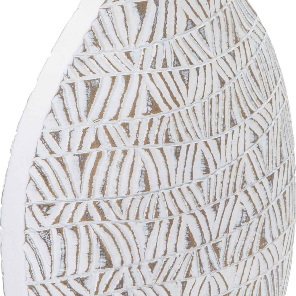 Vase en résine blanche avec décors sculptés cm 30,5x11,5x46,5
