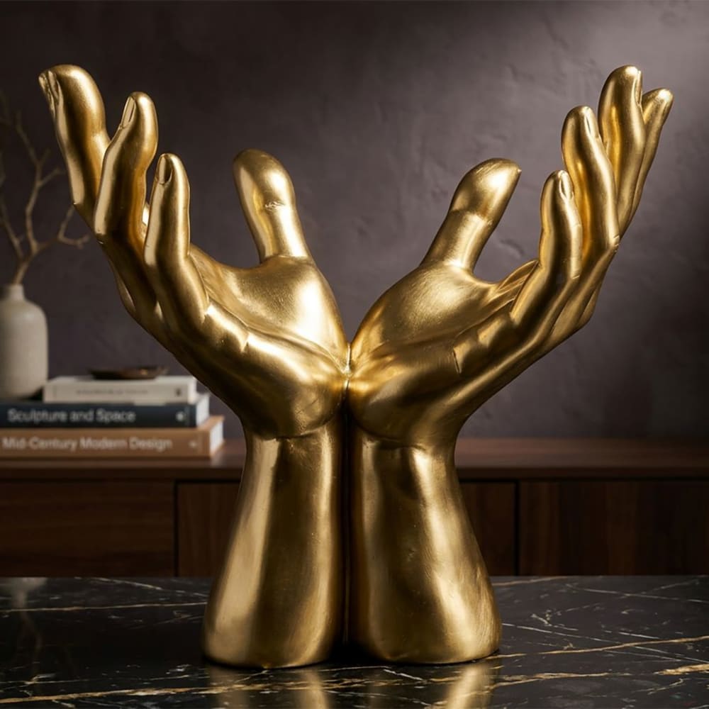 Mauro Ferretti Statuette in Form von gefalteten Händen aus goldenem Harz cm 25x15x24 style modern - Harz
