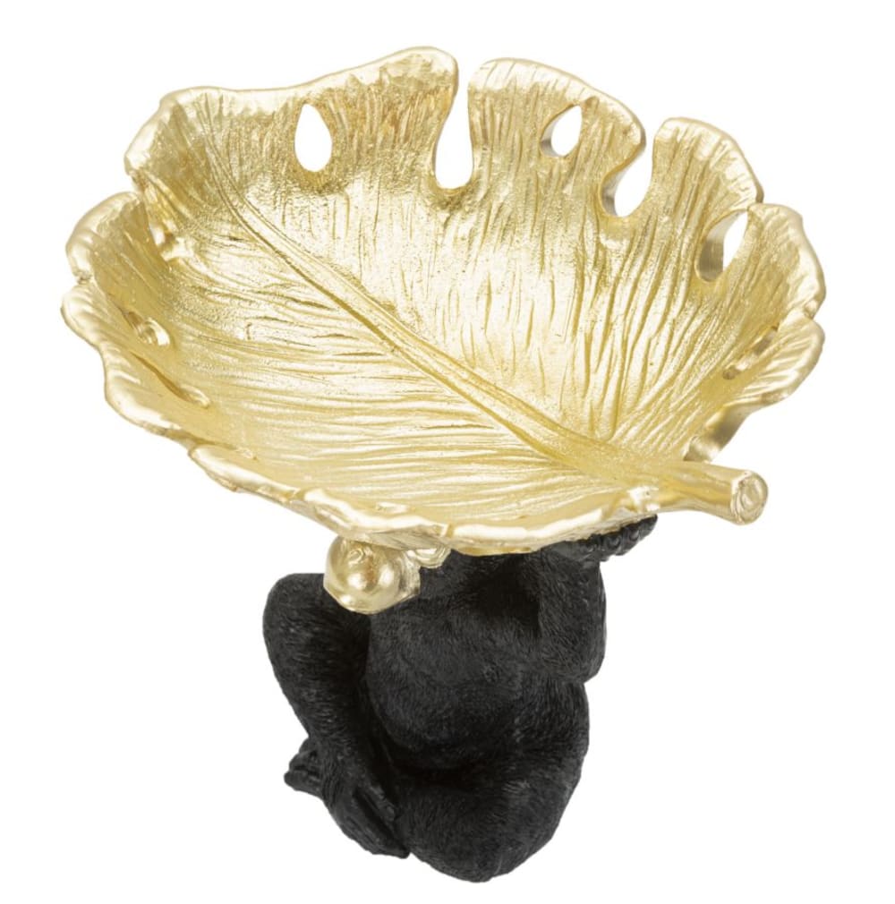 Singe avec porte-objets en résine noire et dorée cm 25,2x21x24 — vue 4