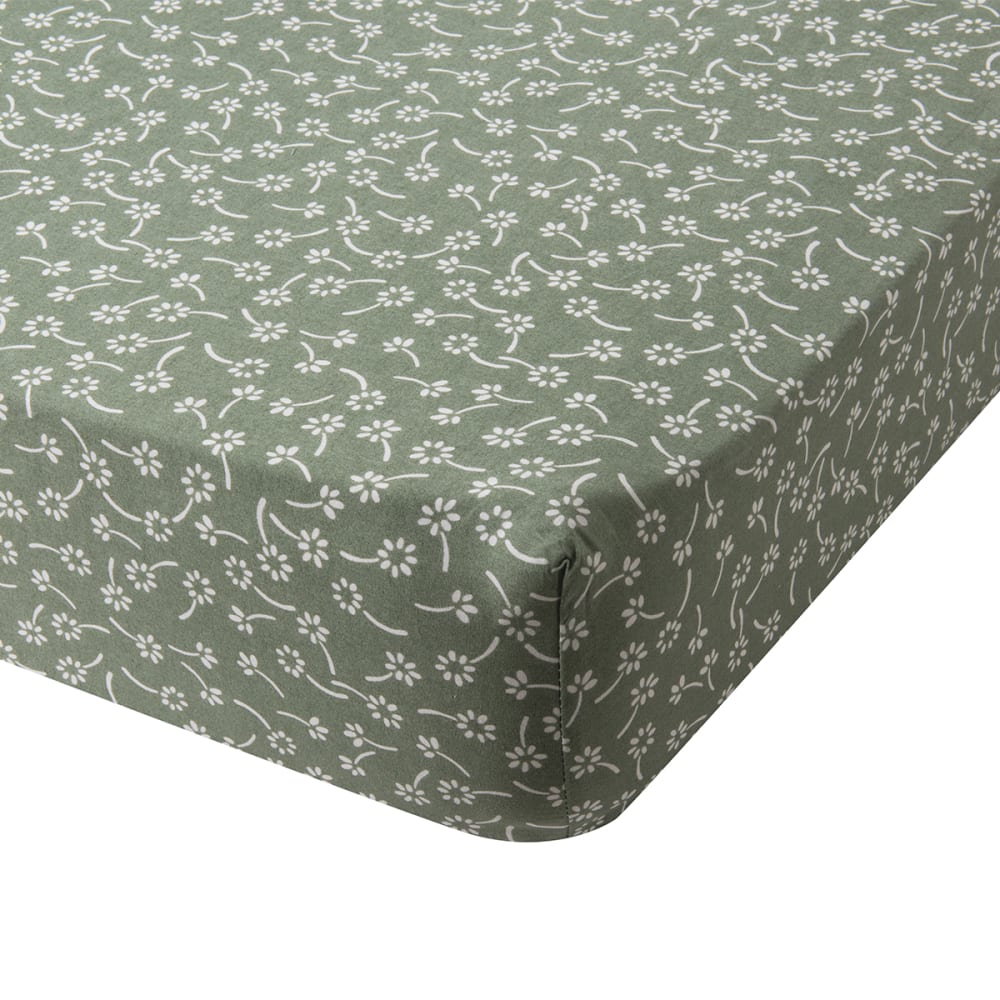 Drap housse imprimé en lyocell vert 140x190