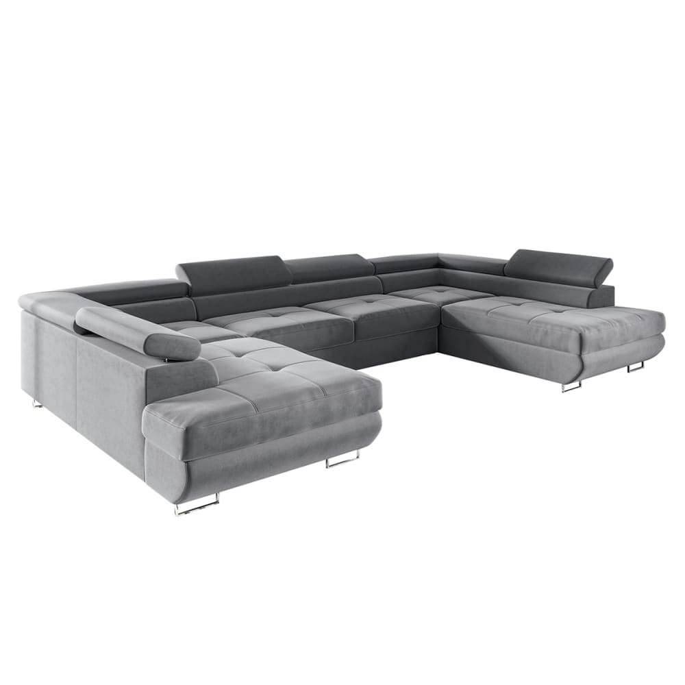 Canapé panoramique 5 places convertible tissu gris
