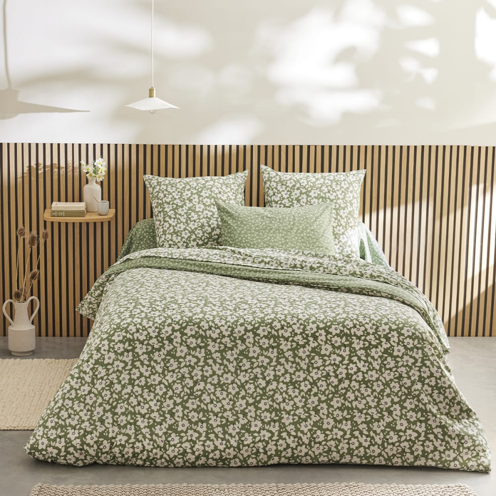 Housse de couette imprimée en lyocell vert 240x220