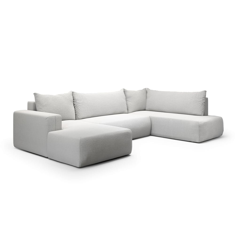 Canapé u 5 places convertible coffre bois de pin gris