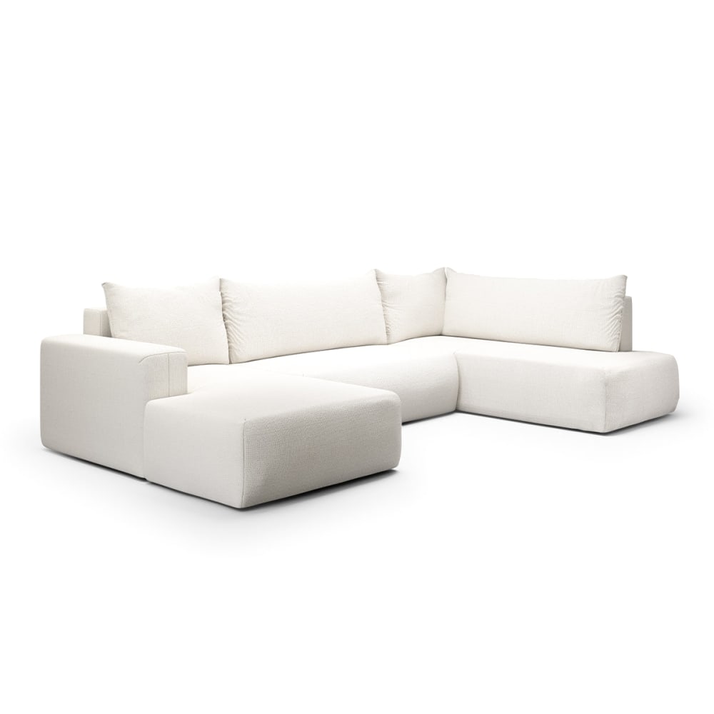 Canapé u 5 places convertible coffre bois de pin blanc