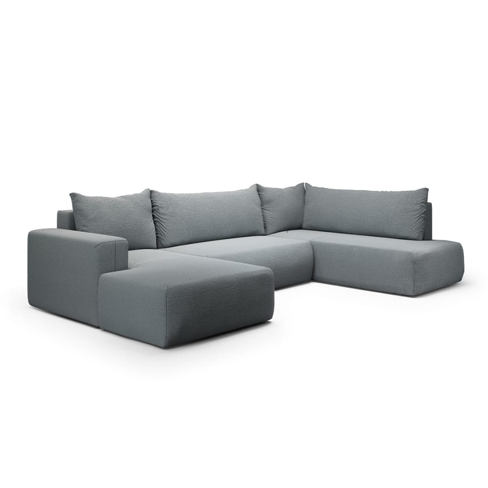 Canapé u 5 places convertible coffre bois de pin gris