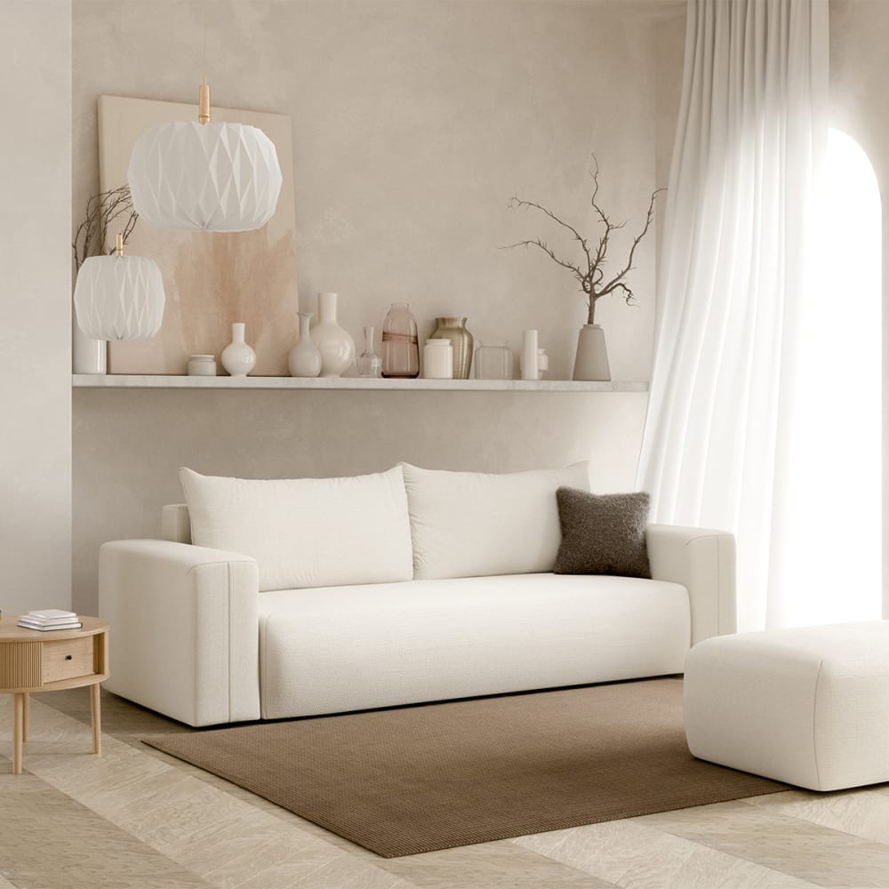 Petits meubles Canapé convertible 3 places coffre bois de pin blanc