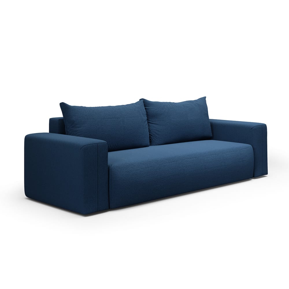 Canapé convertible 3 places coffre bois de pin bleu - Maisons du Monde