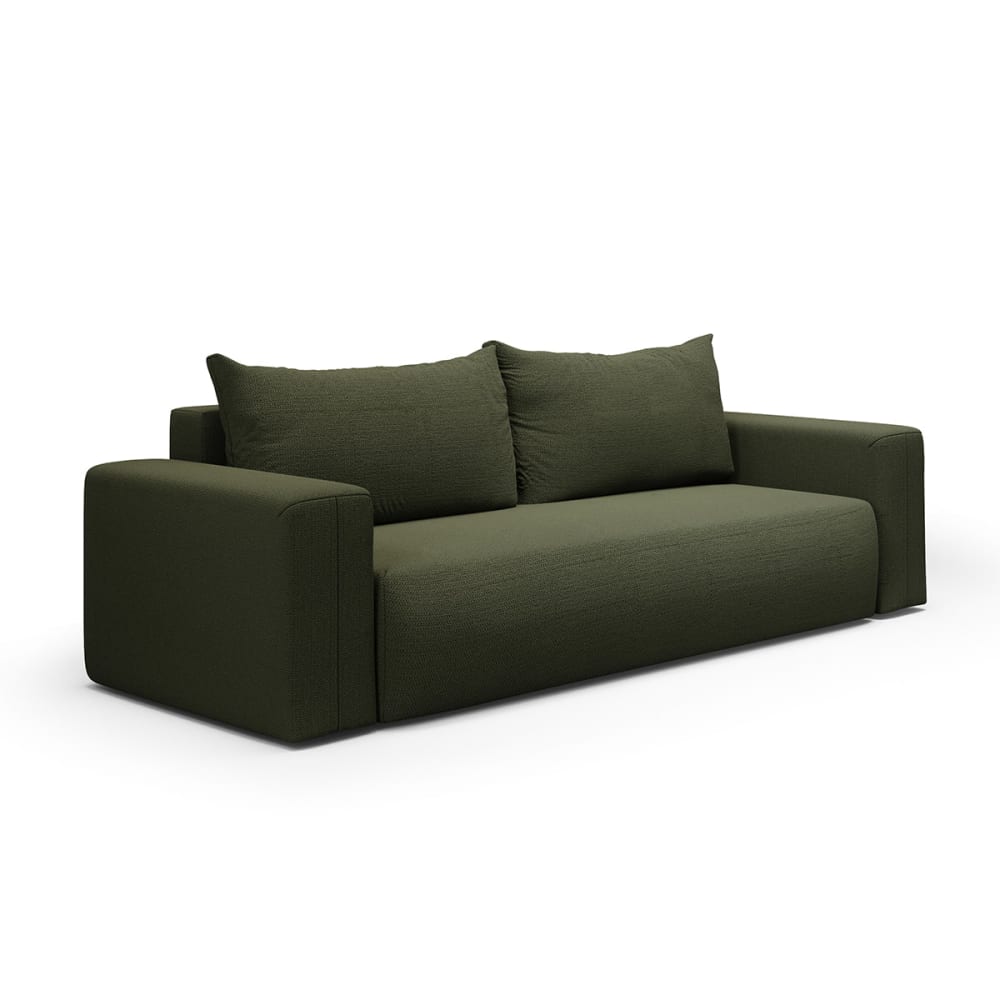 Canapé convertible 3 places coffre bois de pin vert - Maisons du Monde