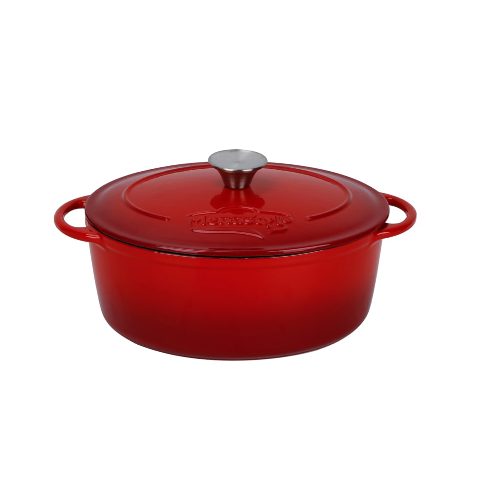 Cocotte ovale 4L en fonte émaillée rouge