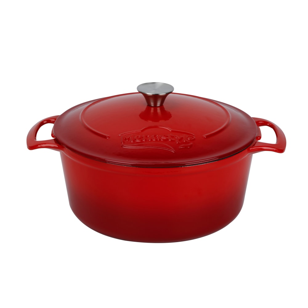 Cocotte ronde 7L en fonte émaillée rouge