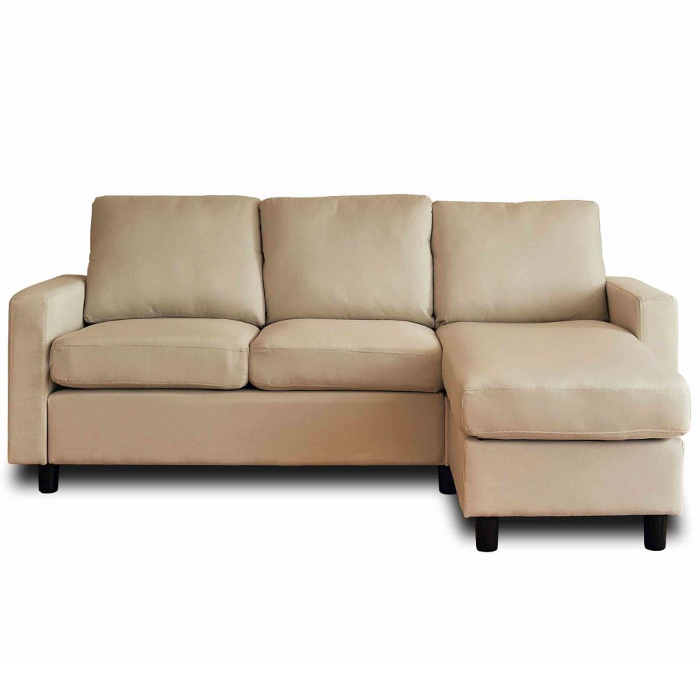 Canapé d'angle réversible 4 places en tissu beige