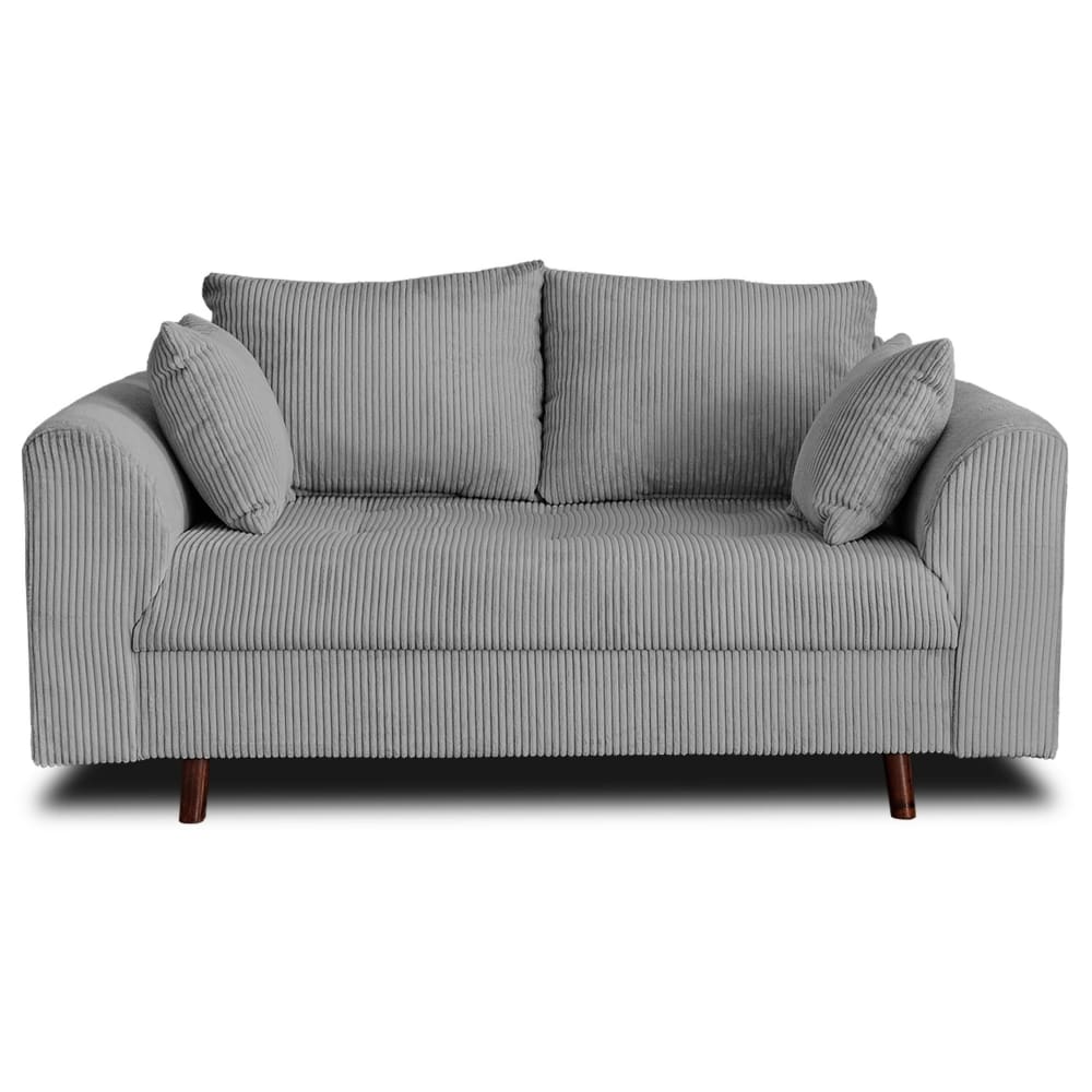 Canapé 2 places en velours côtelé gris clair