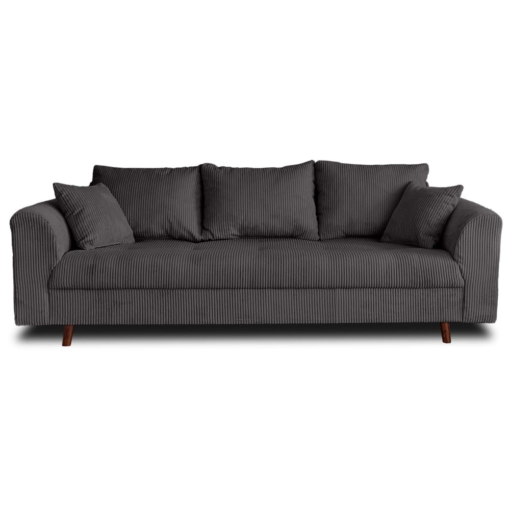 Canapé 3 places en velours côtelé gris foncé