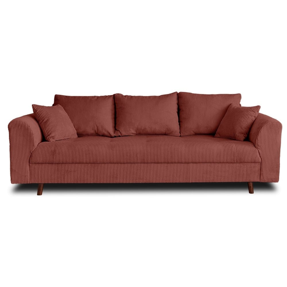 Canapé 3 places en velours côtelé terracotta