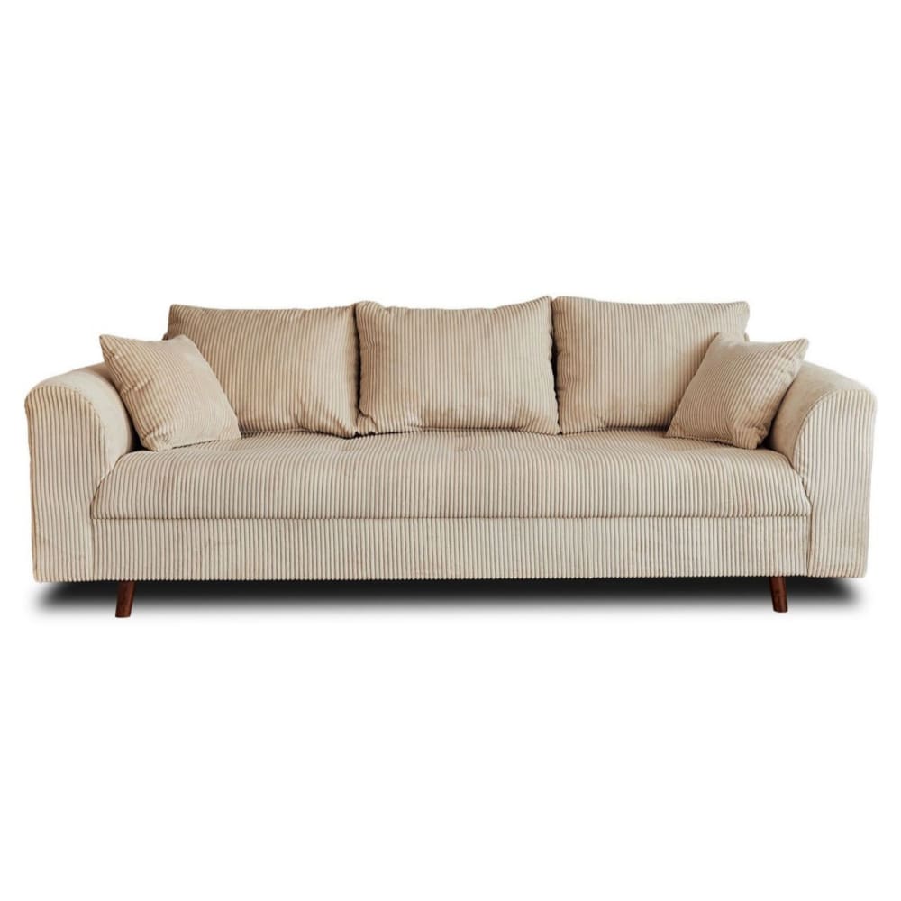 Canapé 3 places en velours côtelé beige
