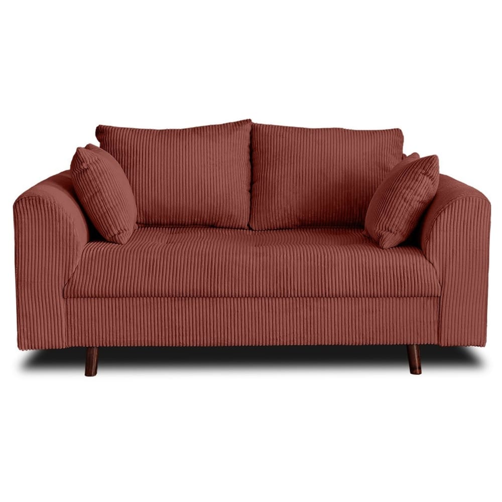 Canapé 2 places en velours côtelé terracotta