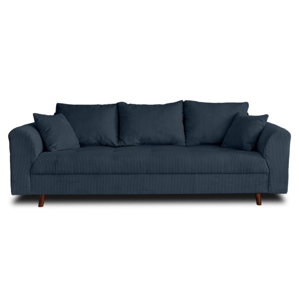Canapé 3 places en velours côtelé bleu nuit