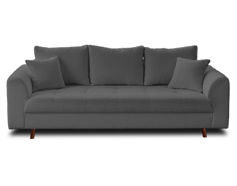 Canapé droit 3 places en tissu bouclette gris