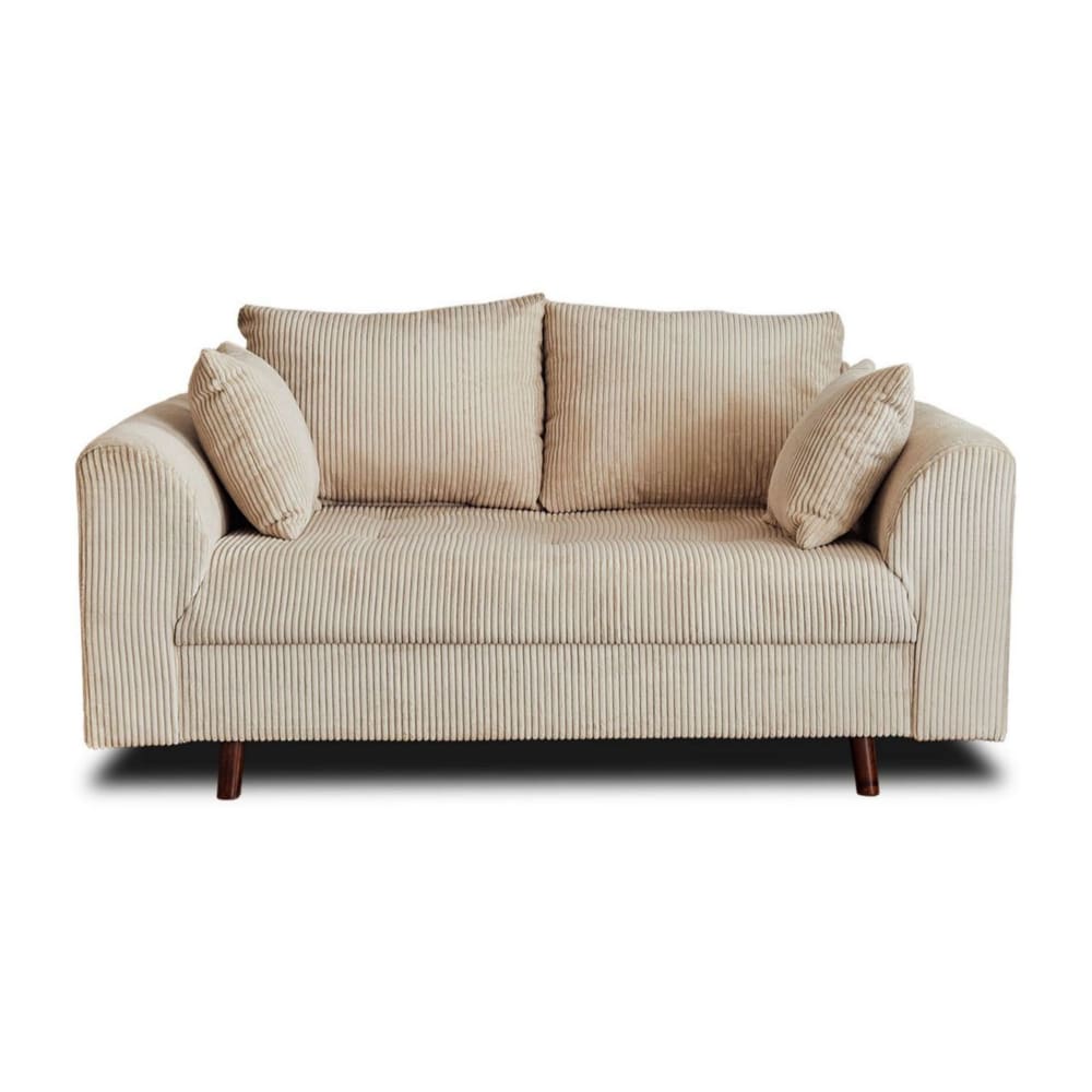 Canapé 2 places en velours côtelé beige