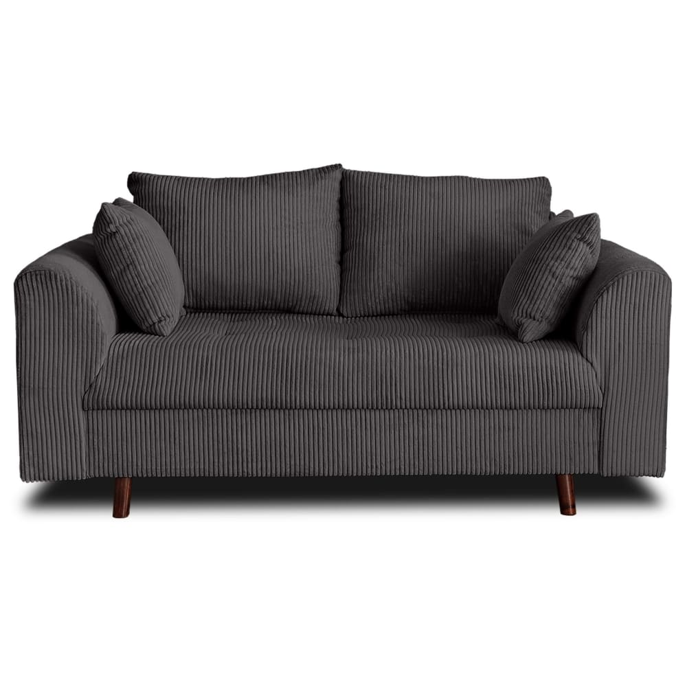 Canapé 2 places en velours côtelé gris foncé