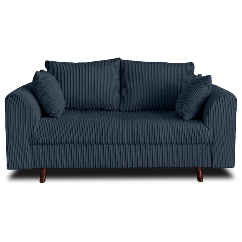 Canapé 2 places en velours côtelé bleu nuit