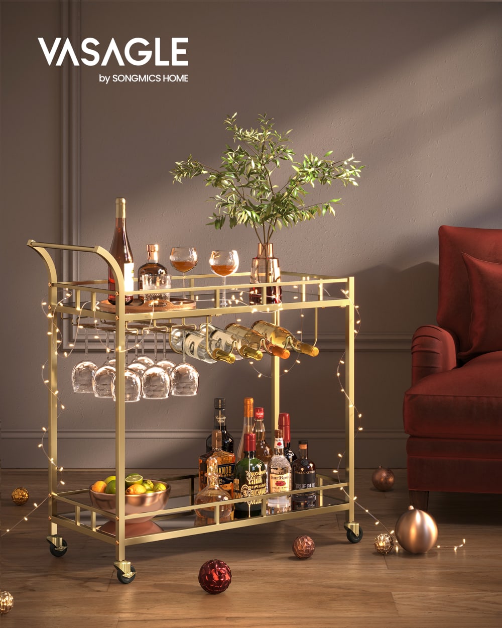 Desserte pour boissons 2 niveaux en verre réfléchissant - Maisons du Monde