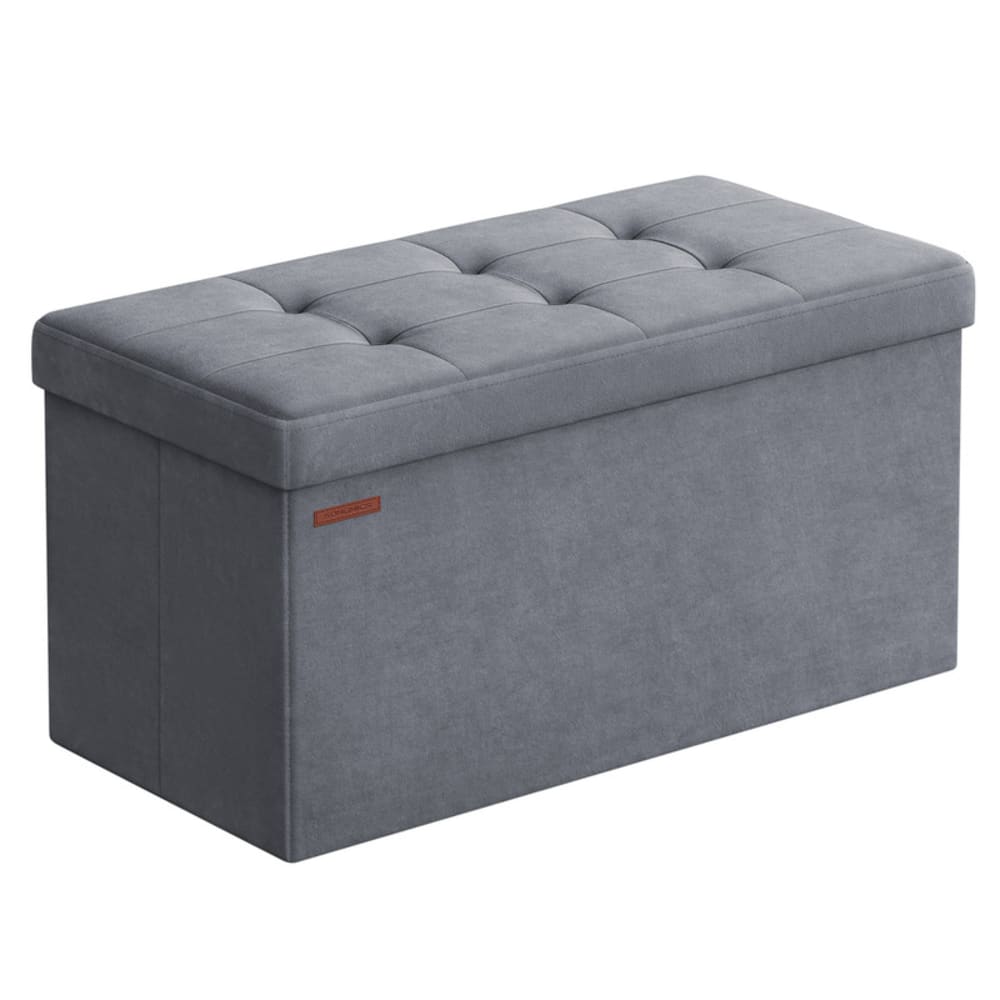 Banc de rangement mdf velours mousse 76 x 38 x 38 cm gris ardoise Banc de rangement mdf velours mousse 76 x 38 x 38 cm gris ardoise