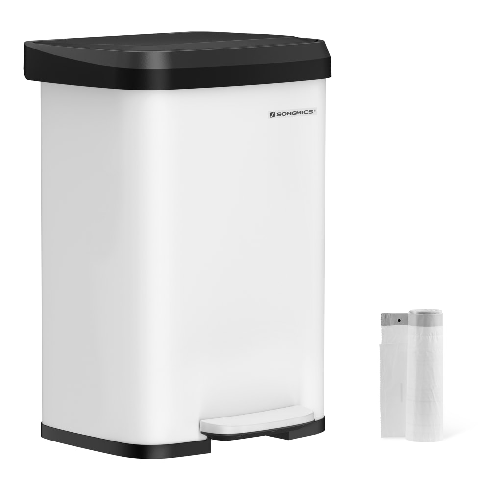 Poubelle à pédale 50L - blanc acier