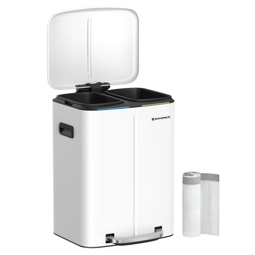 Poubelle de tri 2 x 20L acier blanc