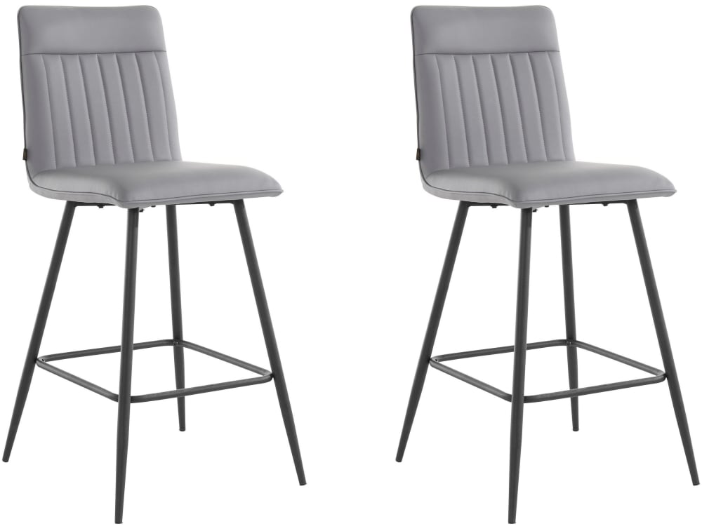Barhocker gepolstert 2er Set in PU, grau - Maisons Du Monde