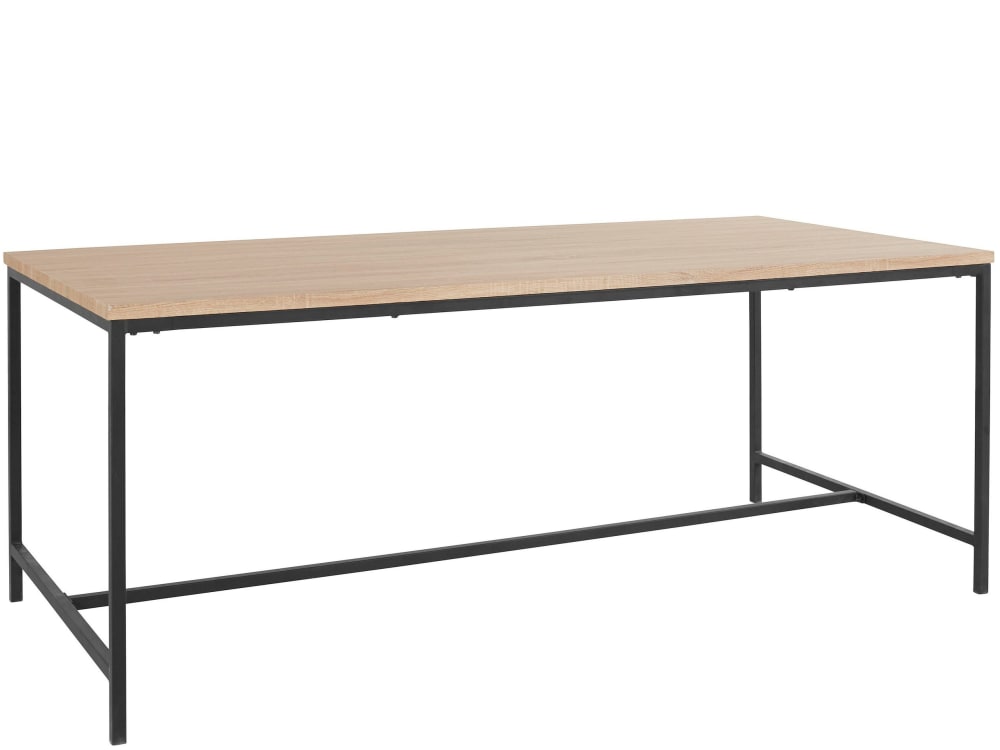 Loft24 Esstisch für 8 Personen in Eichenoptik L200 cm, schwarz Braun Spanplatte