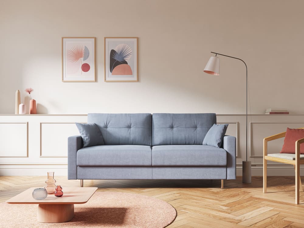 Canapé convertible en microfibre détachable 208 cm bleu pastel