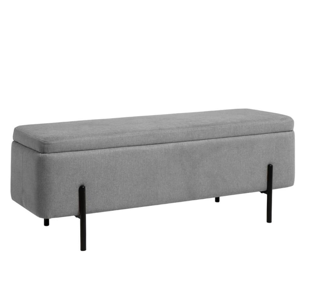 Koketto Home Gepolsterte Sitzbank mit Beinen in Schwarz und in Grau. Grau Pes - Polyester