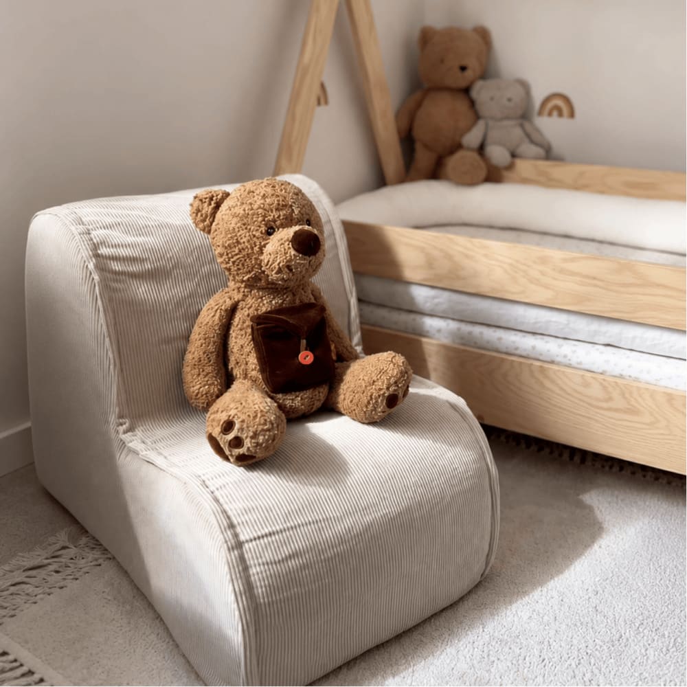 Fauteuil nuage enfant en velours côtelé fin, gris (MeowBaby) - Image 1