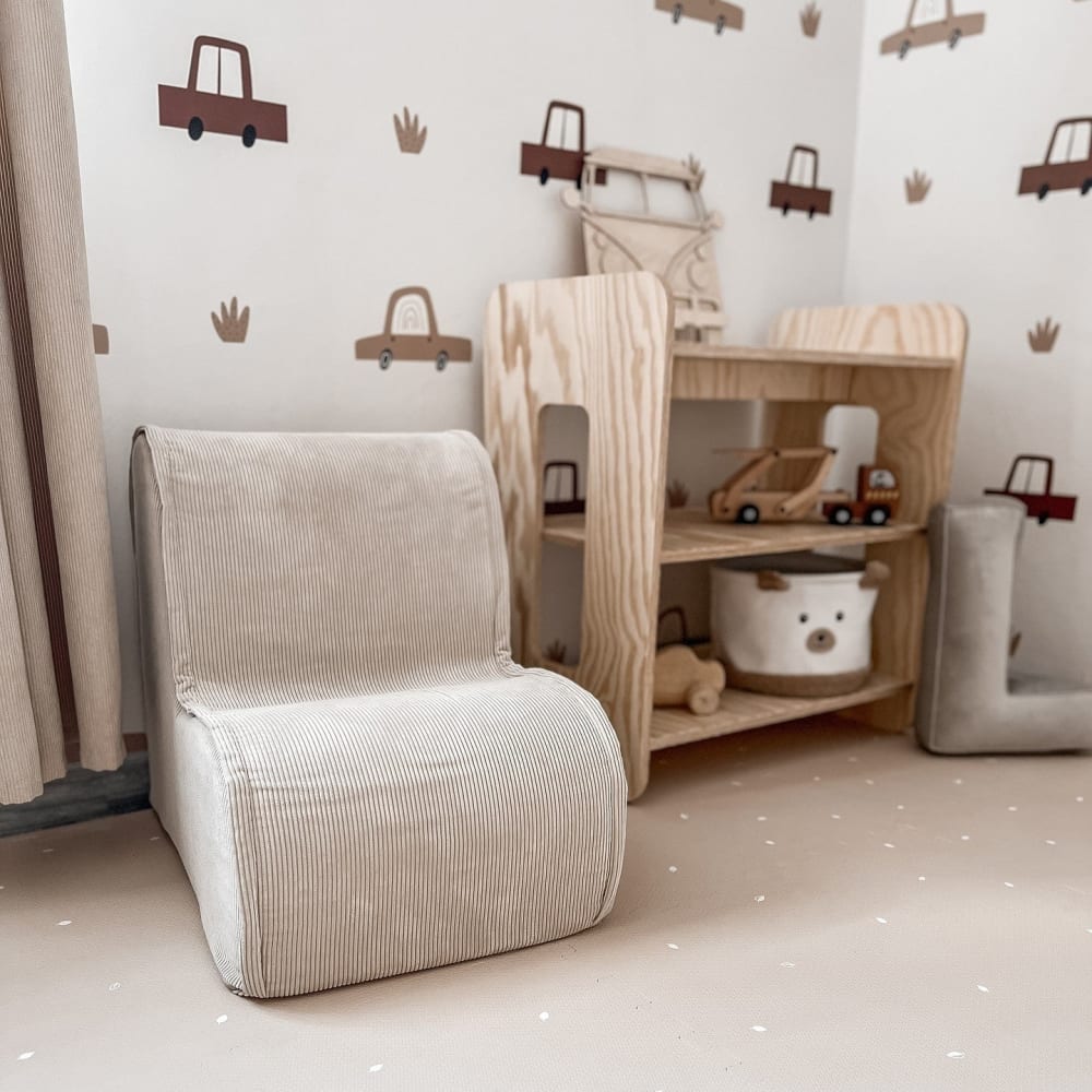 Fauteuil nuage enfant en velours côtelé fin, gris (MeowBaby) - Image 2