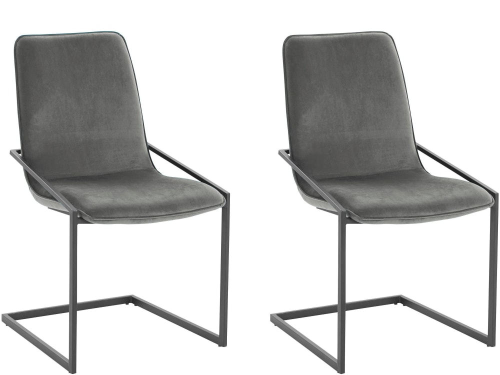 Loft24 2er Set gepolsterte Esszimmerstühle aus Samt, grau - Samt