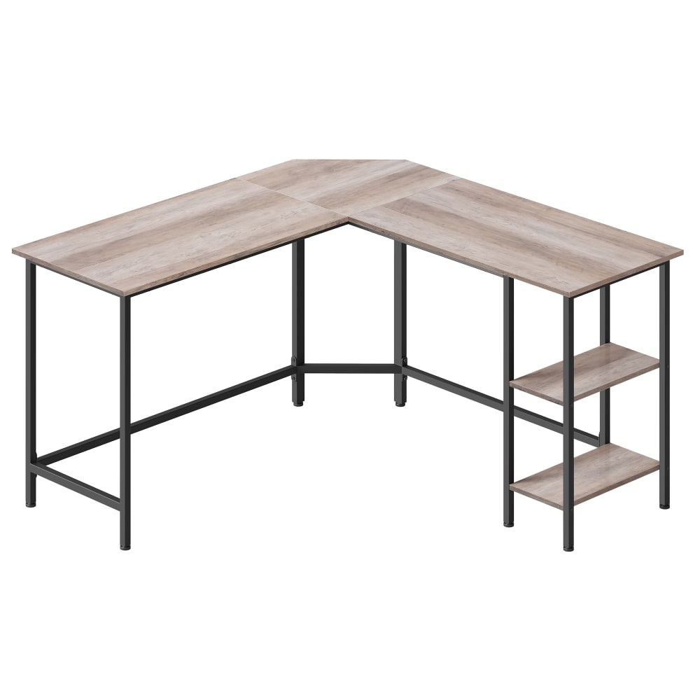 Bureau en l d'angle avec 2 étagères grège chiné 140 x 140 cm noir - Maisons du Monde