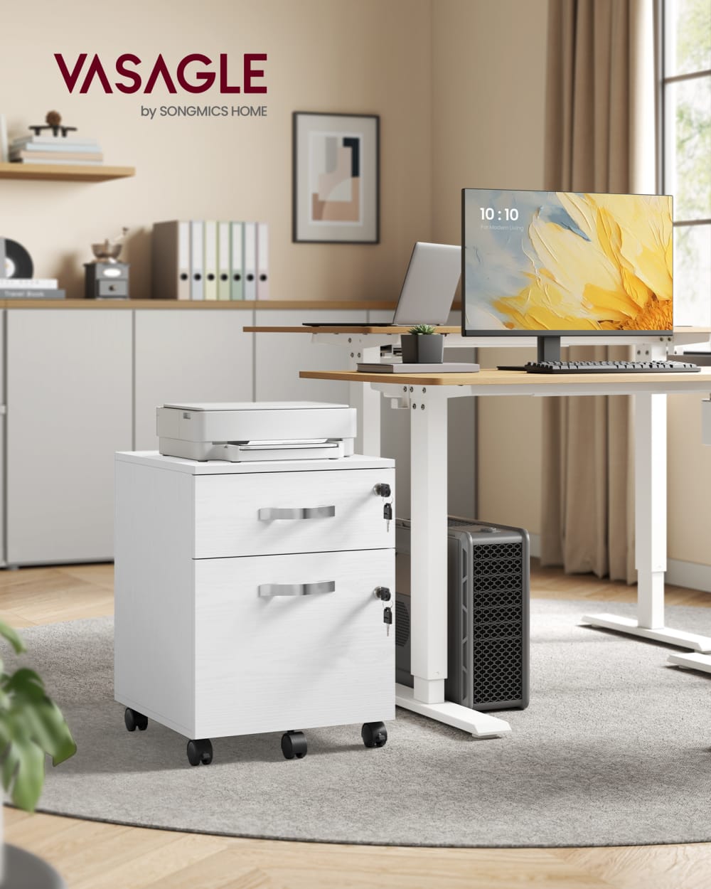 Caisson bureau effet bois pvc blanc - Maisons du Monde