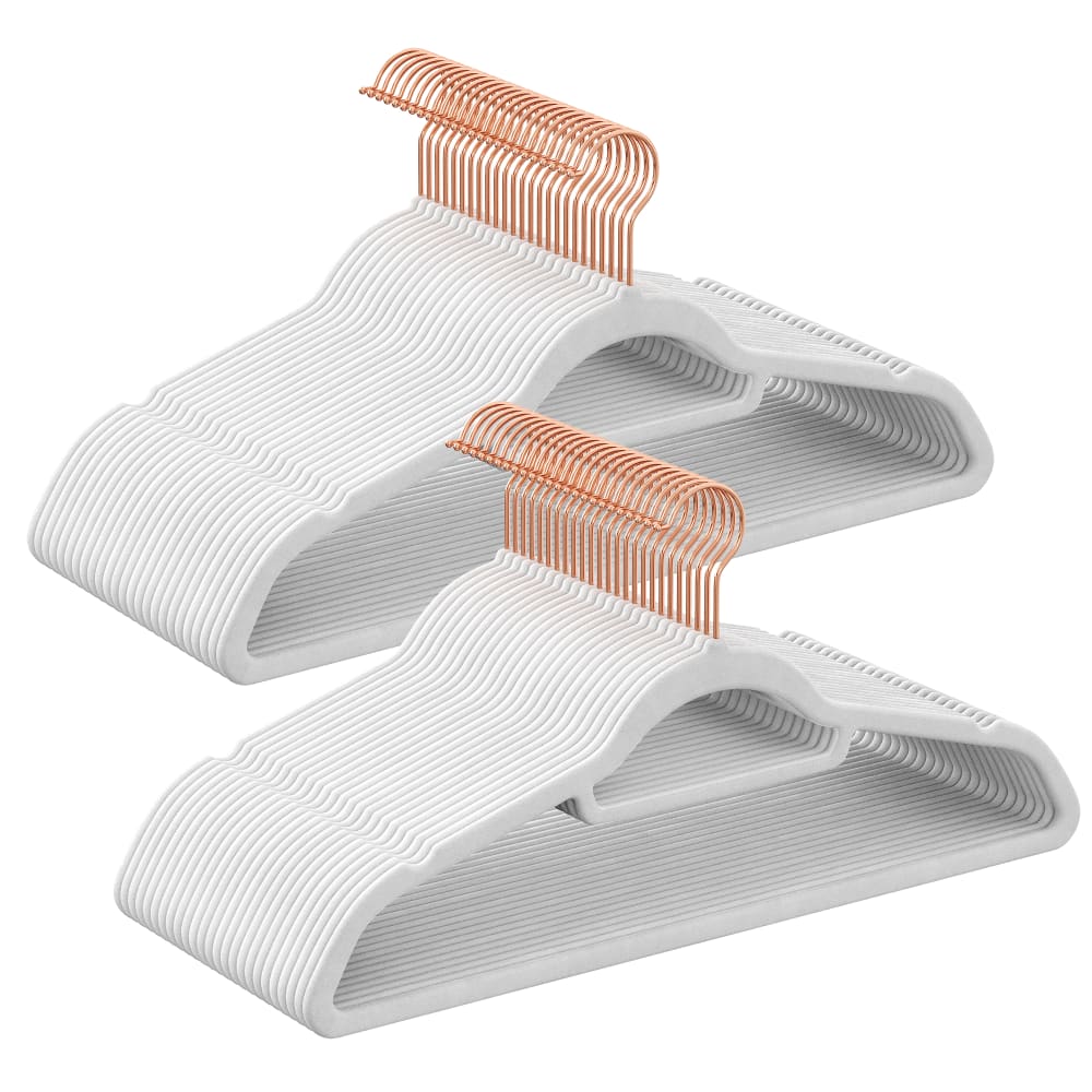 Cintres en velours antidérapants gain 5 kg 43.5 x 22.5 x 0.6 cm blanc
