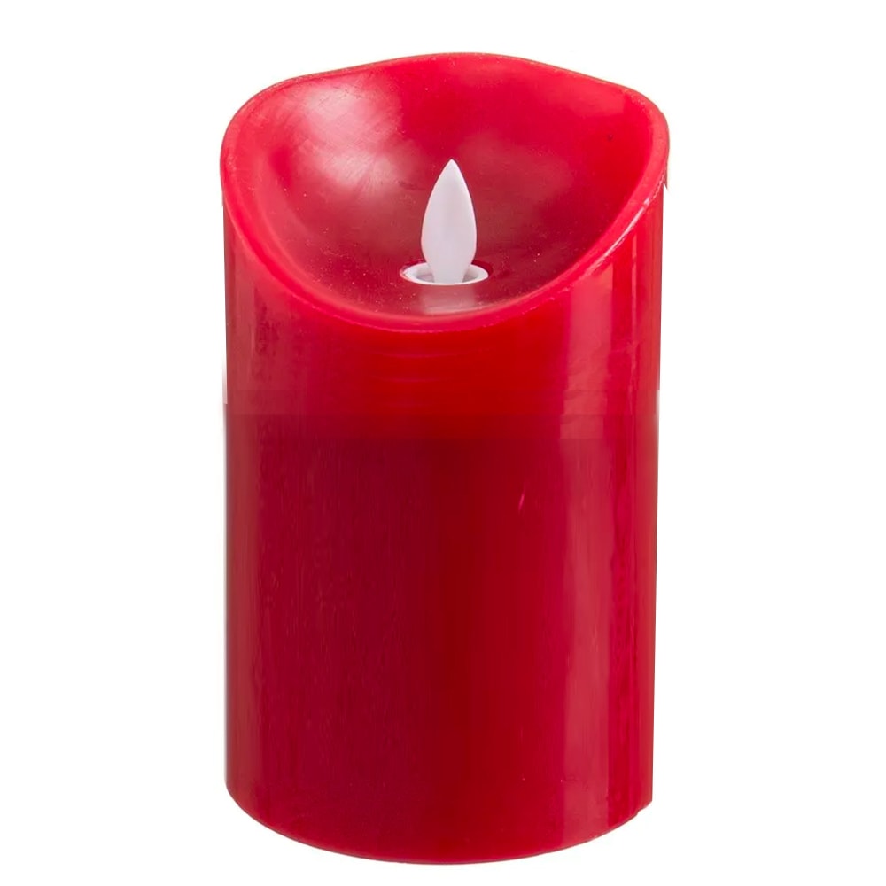 Bougie led rouge avec mouvement de flamme 9x14cm - Maisons du Monde