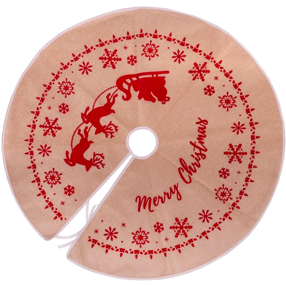 Wadiga Couvre-pied de sapin de noël en jute Rouge Décoration de Noël
