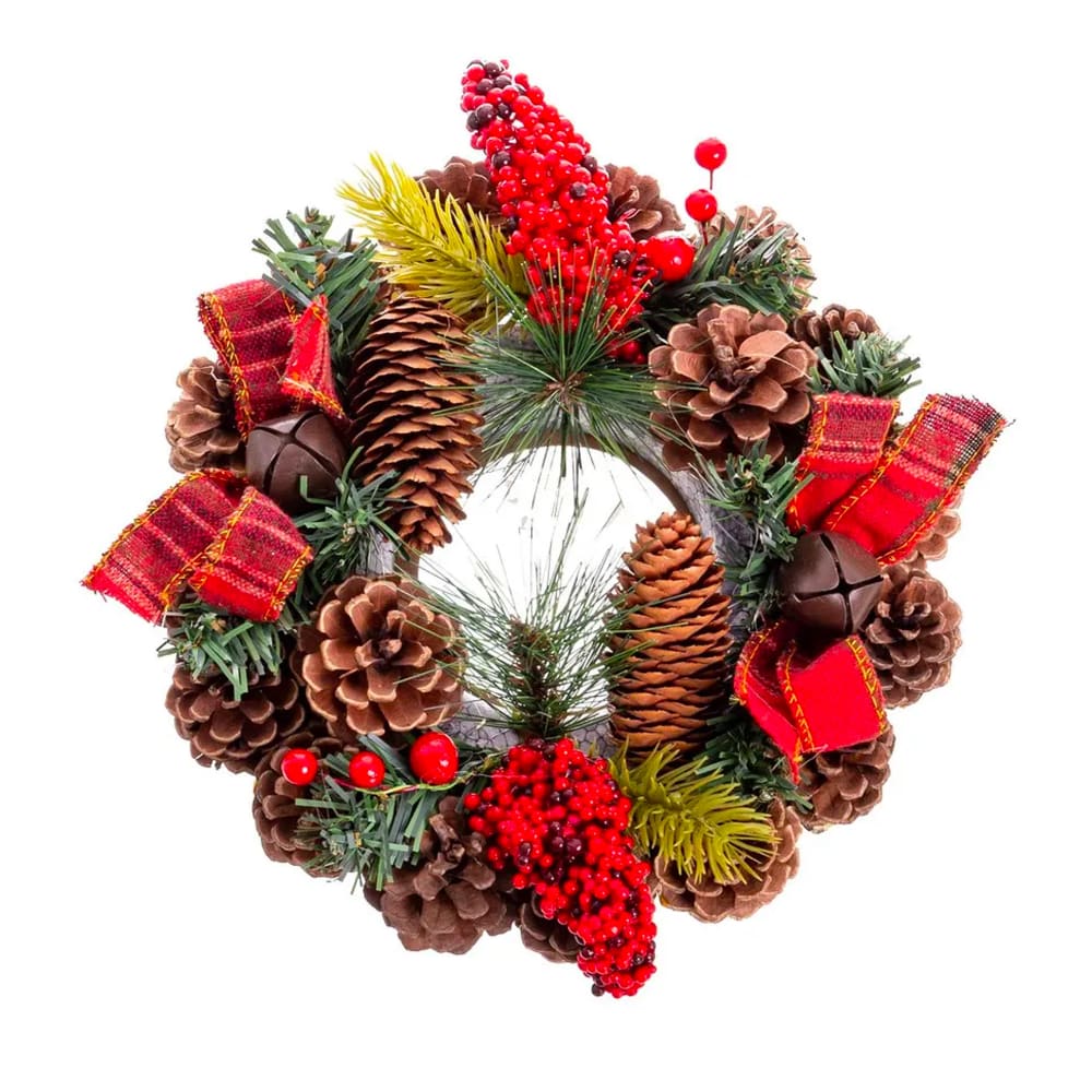 Wadiga Couronne de l'avent décoration noël 22cm Rouge Pvc - Poly Chlorure De Vinyle Décoration de Noël