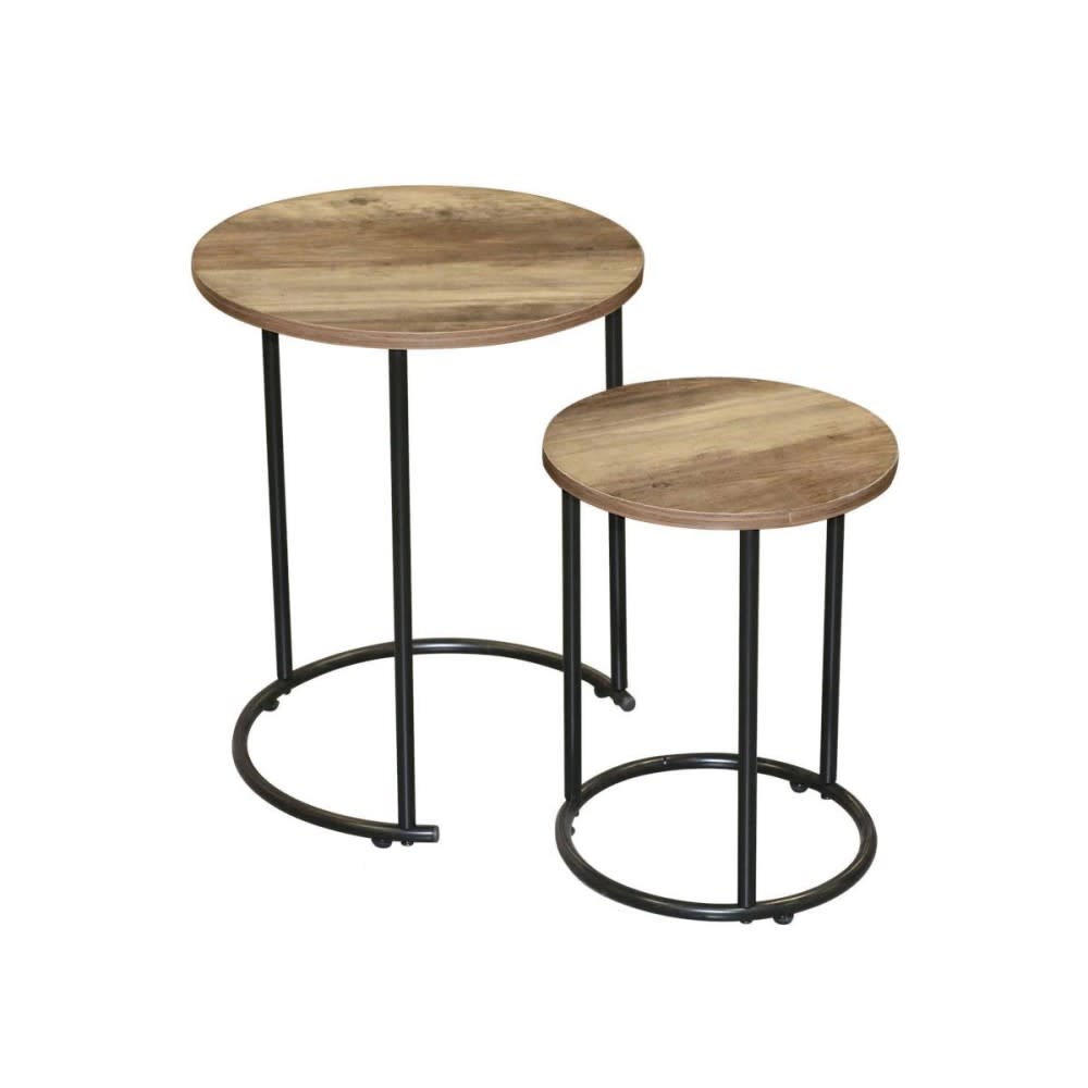 Lot de 2 tables basses d'appoint ronde Lot de 2 tables basses d'appoint ronde