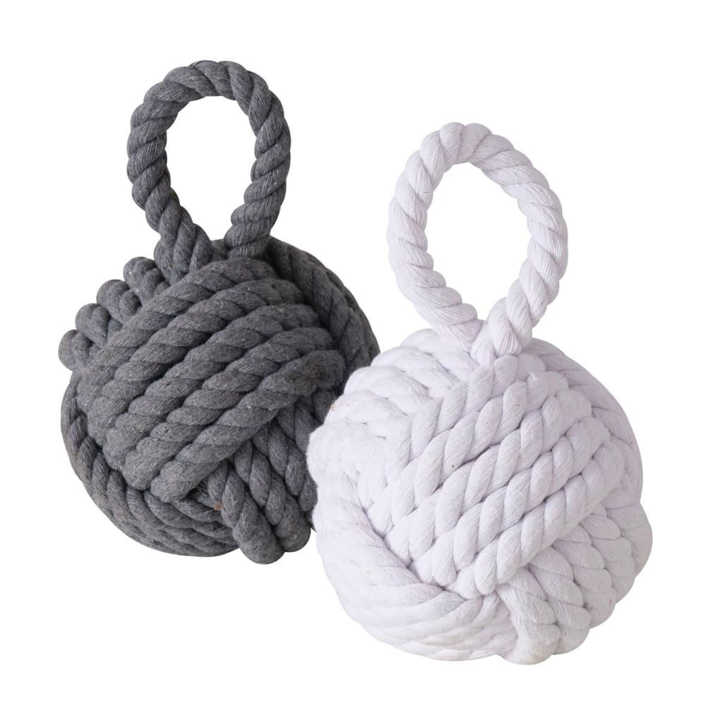 Wadiga Set de 2 cale-portes noeuds corde Gris Pes - Polyester