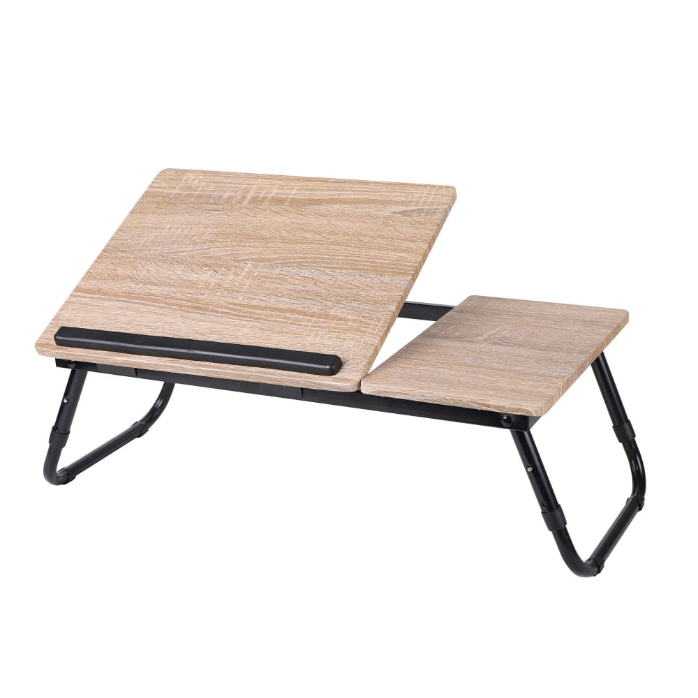 Plateau de lit pour ordinateur ou tablette en bois et métal noir