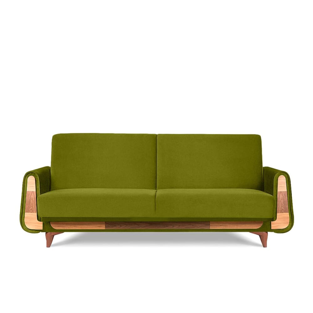 KONSIMO Sofa 3-Sitzer mit Schlaffunktion, grün style modern - Samt