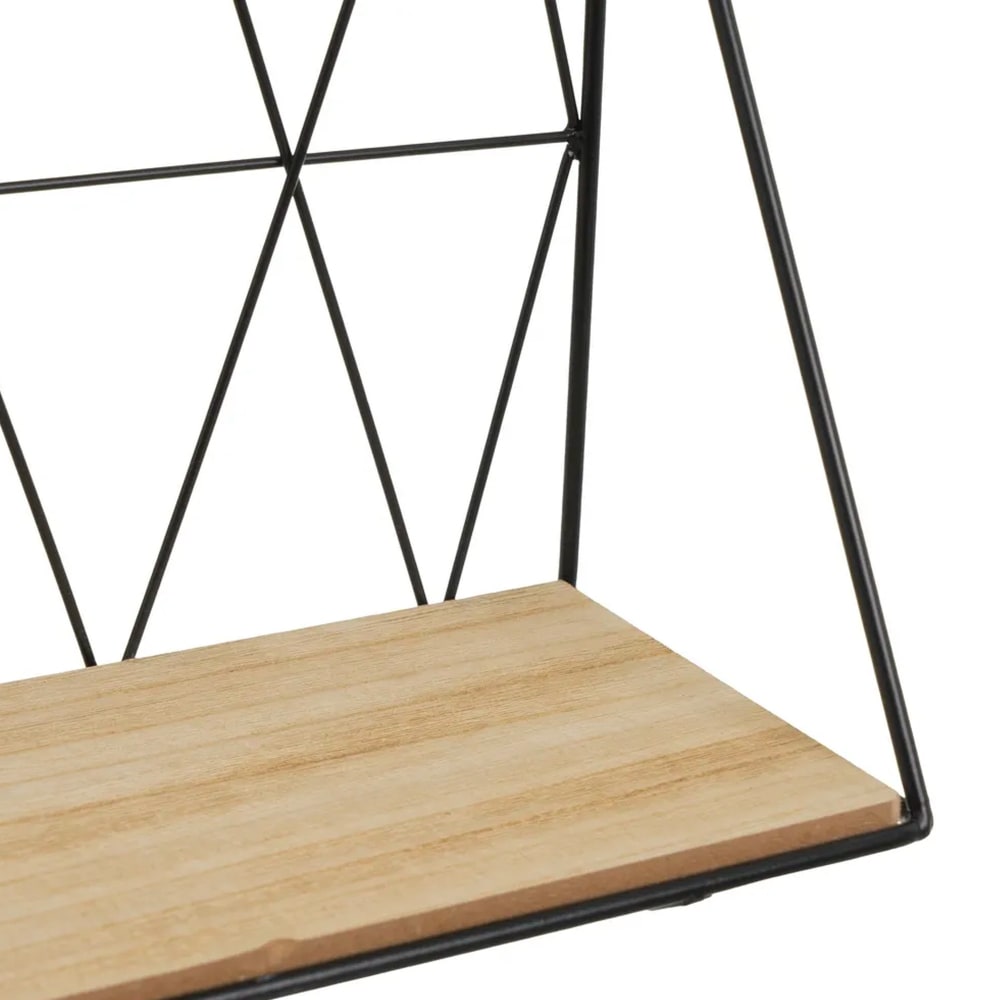 Étagère murale en métal noir et bois tablette 48x12x20cm - Maisons du Monde