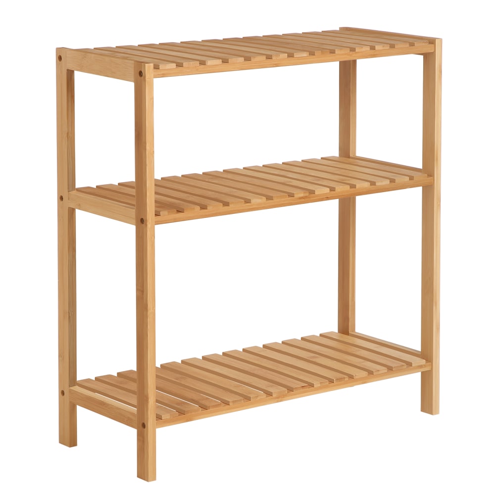 Étagère de rangement 3 niveaux en bambou couleur naturelle