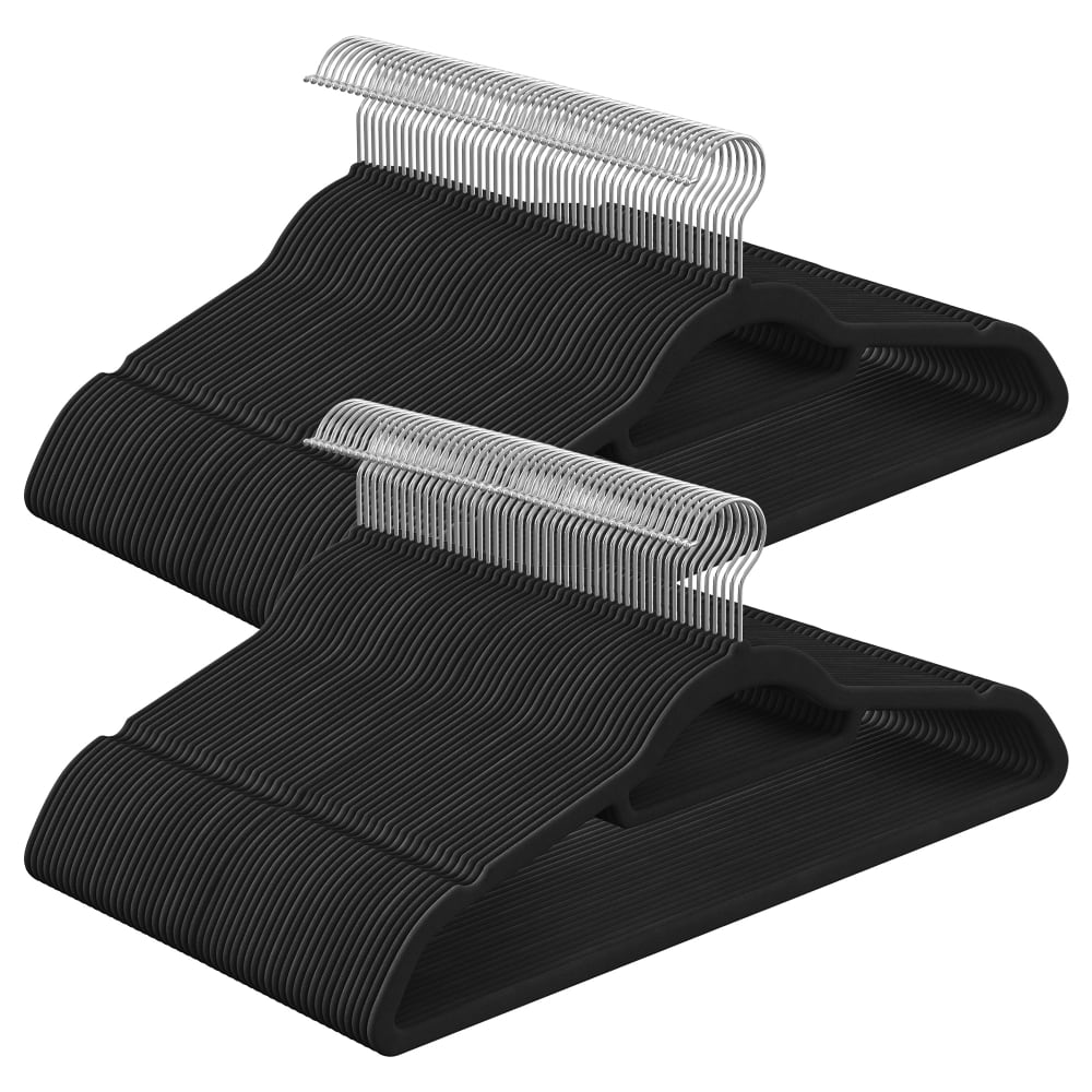 Cintre en velours antiglisse pivotant à 360° noir lot de 20