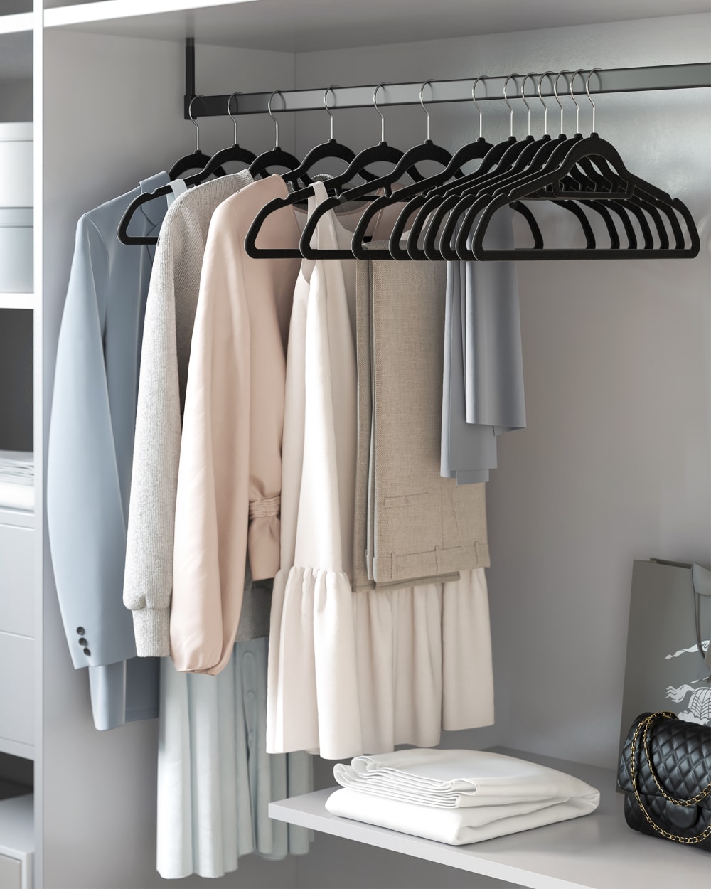 Cintre en velours antiglisse pivotant à 360° noir lot de 20 — vue 3